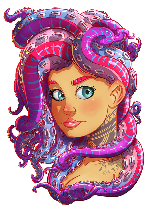 Mermaid with squid tentacle hair